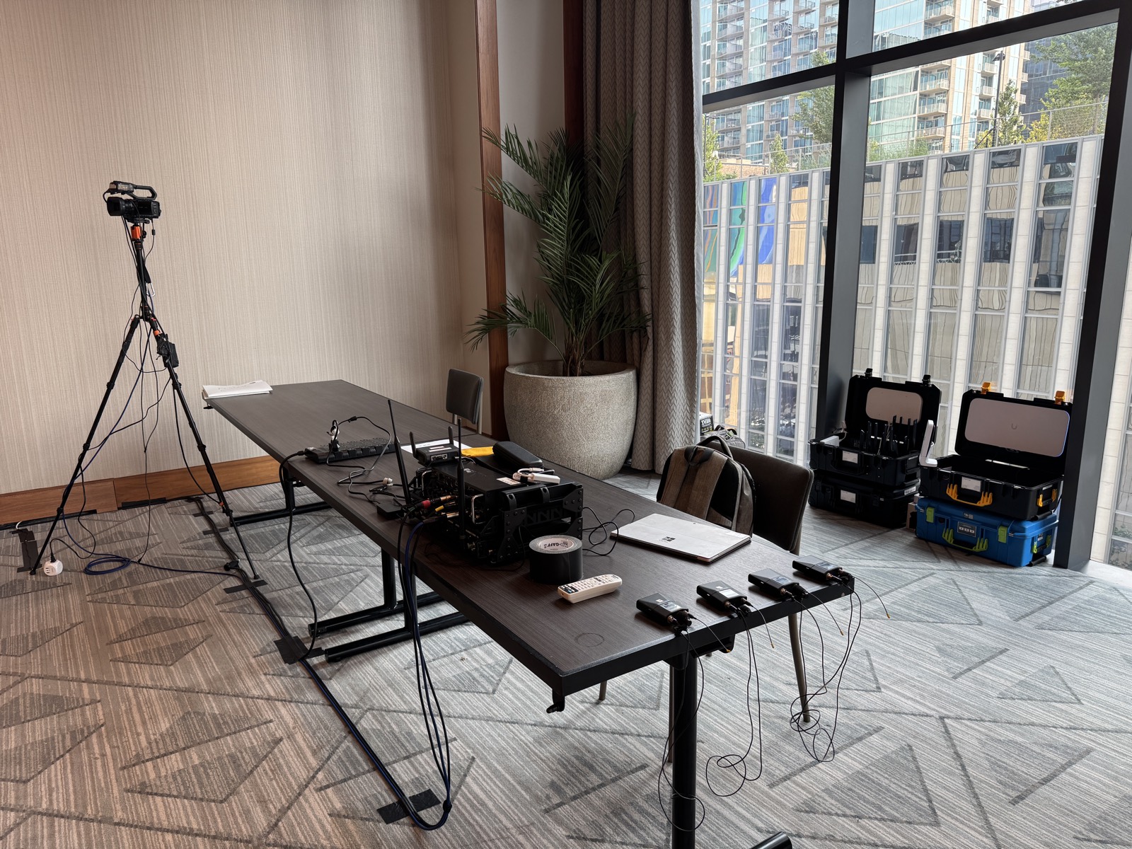 Camera, mixer, and wireless microphones at a streaming position, Four Seasons Nashville